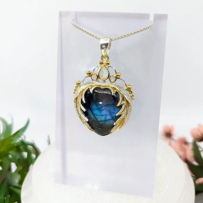 Necklaces Labradorite Moonstone 48mm Angel Heart Pendant LV7922 Bliss Crystals Necklaces Labradorite Moonstone 48mm Angel Heart Pendant LV7922 Bliss Crystals