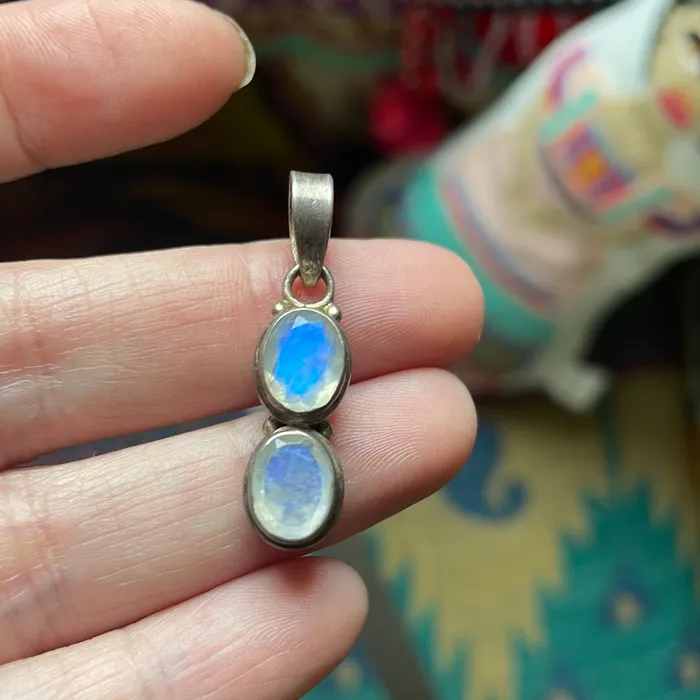 Necklaces Love Vintage Paris Moonstone Pendant Sterling Silver Vintage