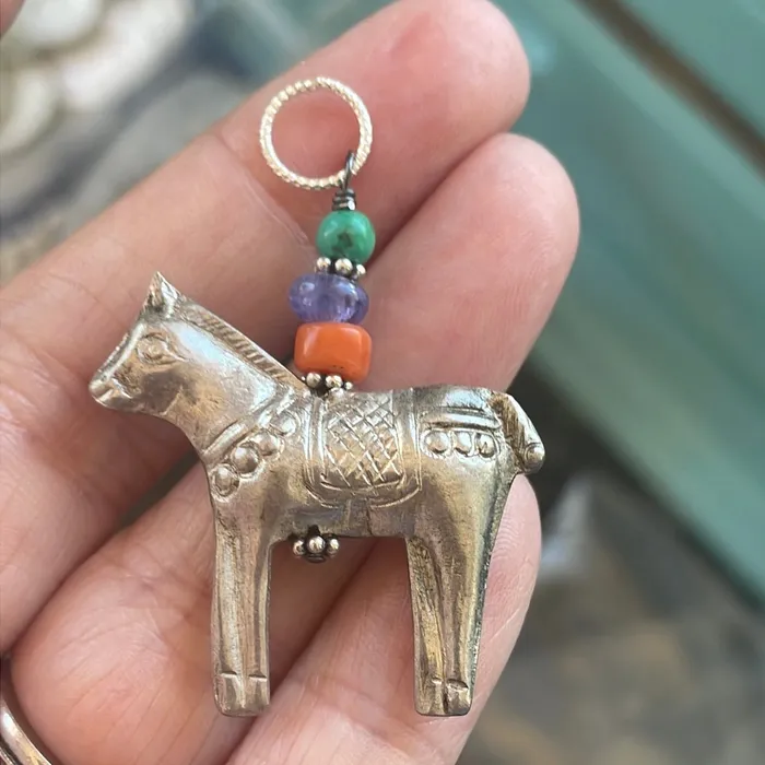 Necklaces Vintage Paris Jewelry Horse Pendant Coral Tanzanite and Turquoise Sterling Silver Vintage Necklaces Vintage Paris Jewelry Horse Pendant Coral Tanzanite and Turquoise Sterling Silver Vintage