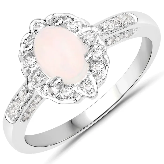 Quintessence Rings Genuine Opal and Topaz Sterling Silver Ring