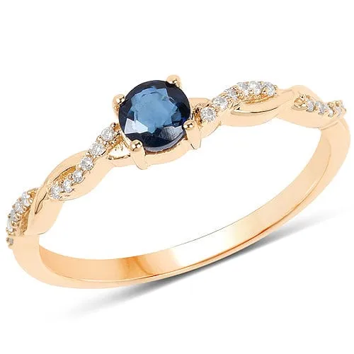 Quintessence Rings Sapphire or Emerald and Diamond Ring in 14K Gold