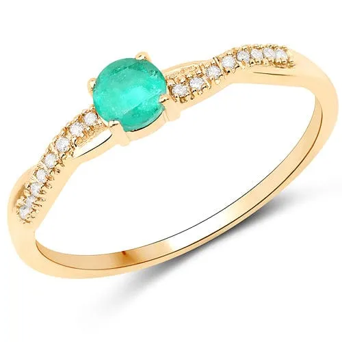 Quintessence Rings Sapphire or Emerald and Diamond Ring in 14K Gold