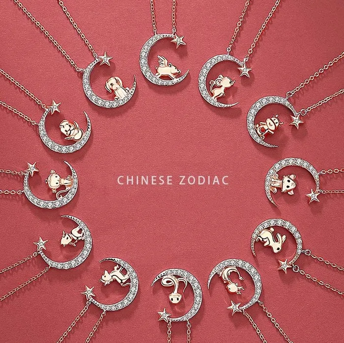 Rings Alibaba Zodiac Baby Animal NecklacesChinese Zodiac Cute Rose Gold Plated Sterling Silver