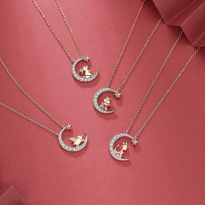 Rings Alibaba Zodiac Baby Animal NecklacesChinese Zodiac Cute Rose Gold Plated Sterling Silver