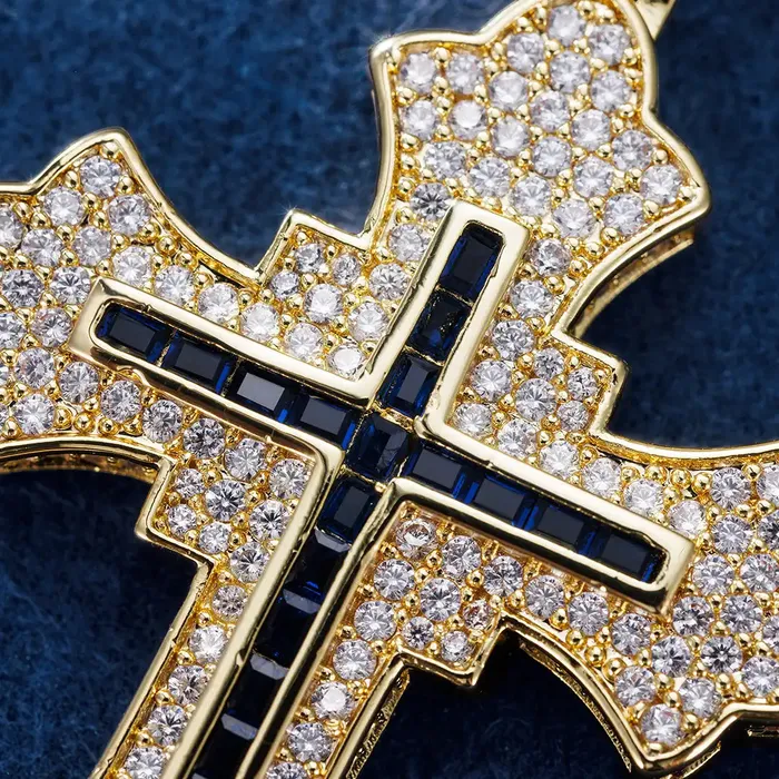 Rings IceZeusShop Two Tone Clustered Cross Pendant
