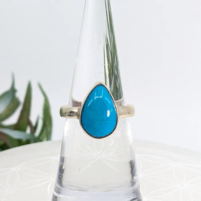 Rings Turquoise Sz 6 Teardrop SS Ring LV7207 Bliss Crystals
