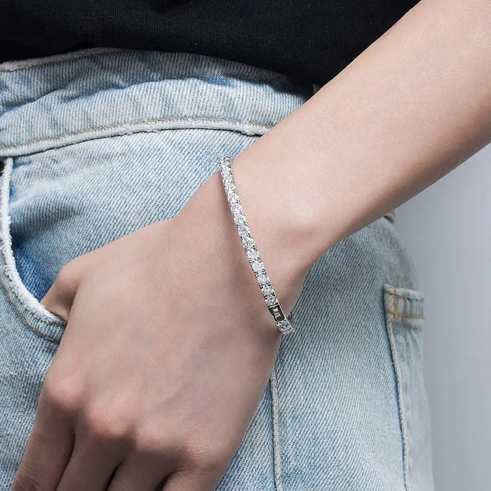 S925 Silver Moissanite 4mm Bangle Bracelet icezeusshop Bracelets