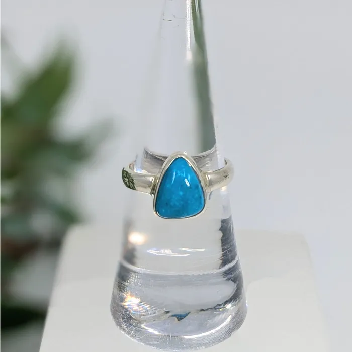 Turquoise Sz 65 SS Triangle Ring LV6711 Bliss Crystals Rings