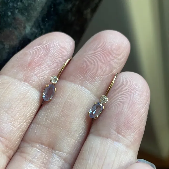 Vintage Paris Jewelry Earrings Tanzanite Earrings White Topaz 10k Gold Vintage Vintage Paris Jewelry Earrings Tanzanite Earrings White Topaz 10k Gold Vintage