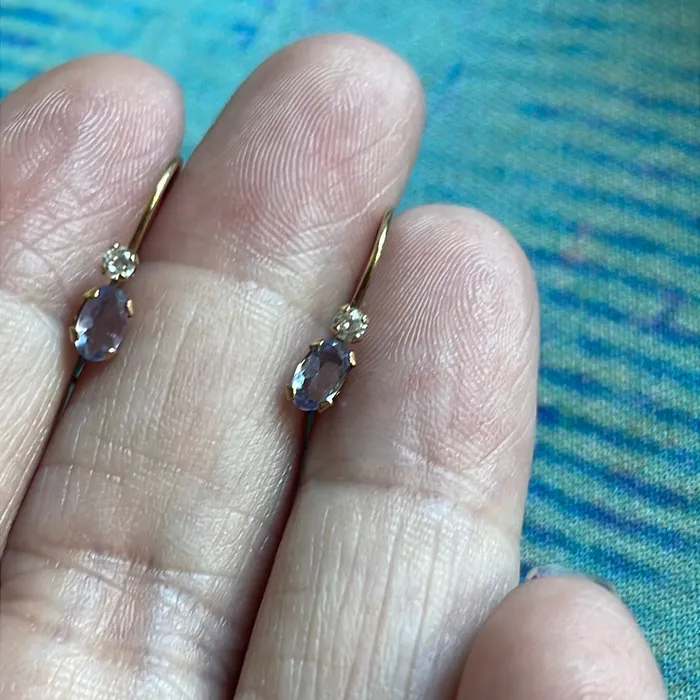 Vintage Paris Jewelry Earrings Tanzanite Earrings White Topaz 10k Gold Vintage Vintage Paris Jewelry Earrings Tanzanite Earrings White Topaz 10k Gold Vintage