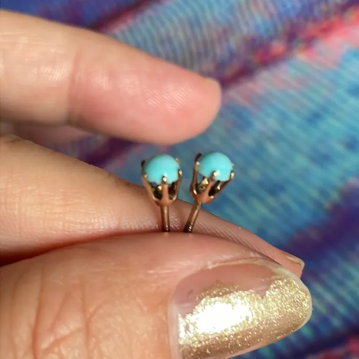 Vintage Paris Jewelry Earrings Turquoise Stud Earrings 10k Gold Vintage Vintage Paris Jewelry Earrings Turquoise Stud Earrings 10k Gold Vintage
