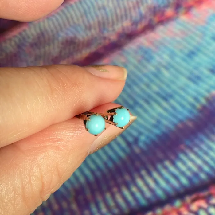 Vintage Paris Jewelry Earrings Turquoise Stud Earrings 10k Gold Vintage Vintage Paris Jewelry Earrings Turquoise Stud Earrings 10k Gold Vintage