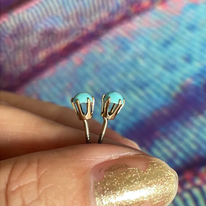 Vintage Paris Jewelry Earrings Turquoise Stud Earrings 10k Gold Vintage Vintage Paris Jewelry Earrings Turquoise Stud Earrings 10k Gold Vintage