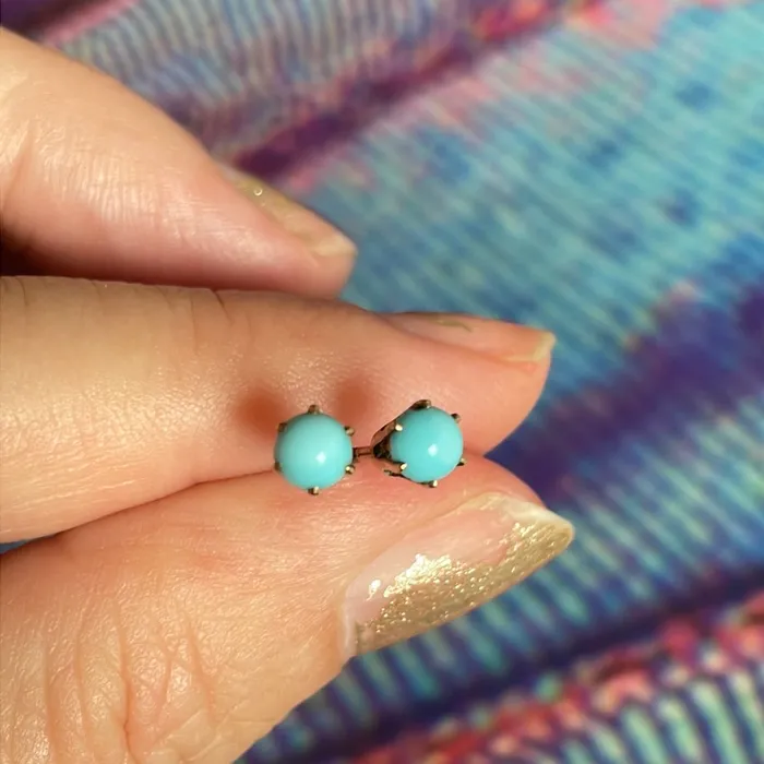 Vintage Paris Jewelry Earrings Turquoise Stud Earrings 10k Gold Vintage Vintage Paris Jewelry Earrings Turquoise Stud Earrings 10k Gold Vintage