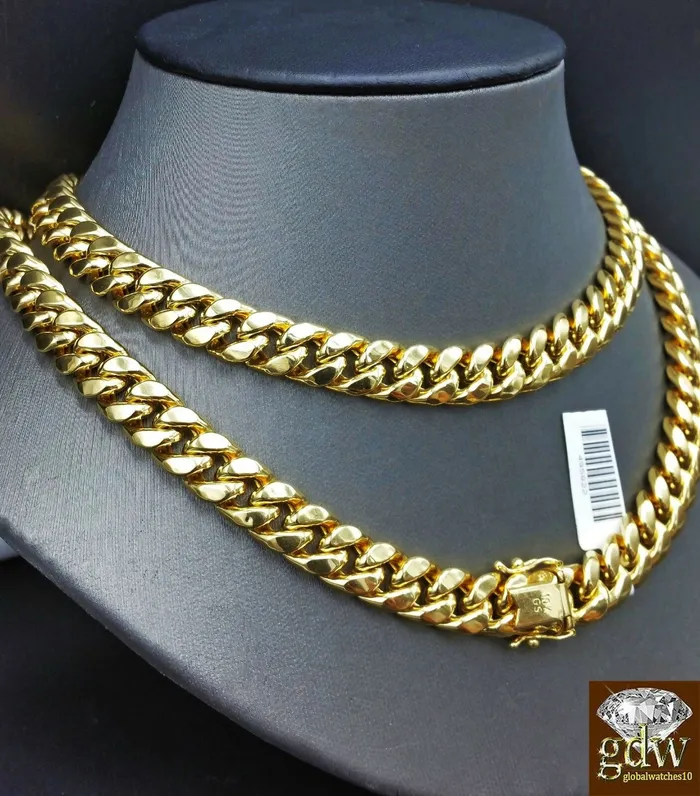 10k Gold Cuban Link Chain Necklace REAL Yellow 9mm 26 Inch Box Clasp Men Gold and Diamond Necklaces 10k Gold Cuban Link Chain Necklace REAL Yellow 9mm 26 Inch Box Clasp Men Gold and Diamond Necklaces