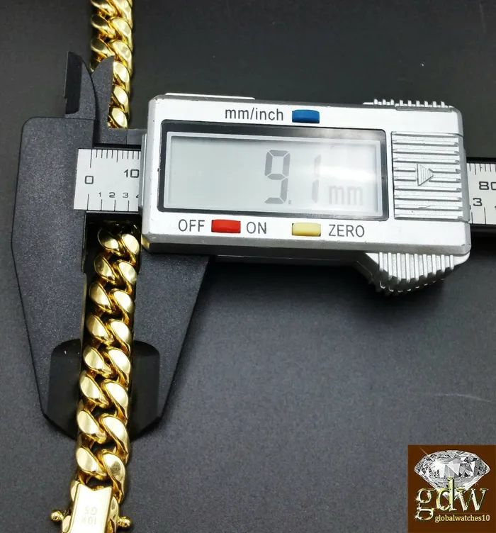 10k Gold Cuban Link Chain Necklace REAL Yellow 9mm 26 Inch Box Clasp Men Gold and Diamond Necklaces