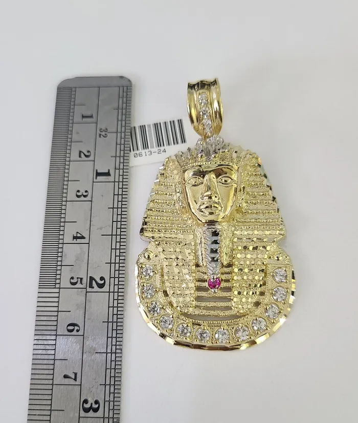 10K Miami Cuban Link Chain Pharaoh Pendent Charm 6mm 2030 Necklace Gold and Diamond Necklaces