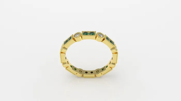 14K Filigree Ring with 16 Esmeralds and 8 Diamonds Jcm 21 jewelry Rings