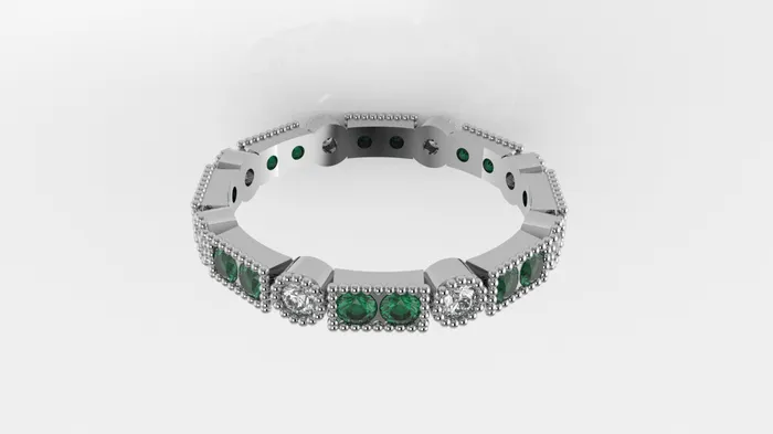 14K Filigree Ring with 16 Esmeralds and 8 Diamonds Jcm 21 jewelry Rings
