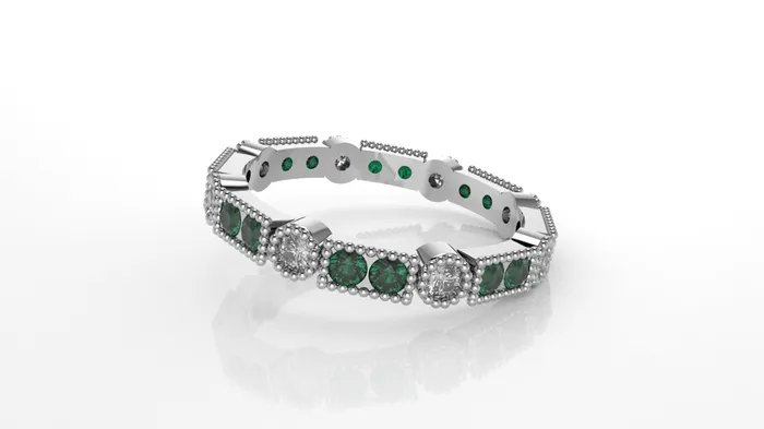 14K Filigree Ring with 16 Esmeralds and 8 Diamonds Jcm 21 jewelry Rings