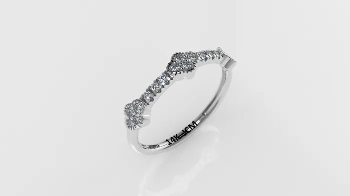14K Gold Ring with 18 DIAMONDS Cut Split Stt Prong and Bezel Jcm 21 jewelry Rings