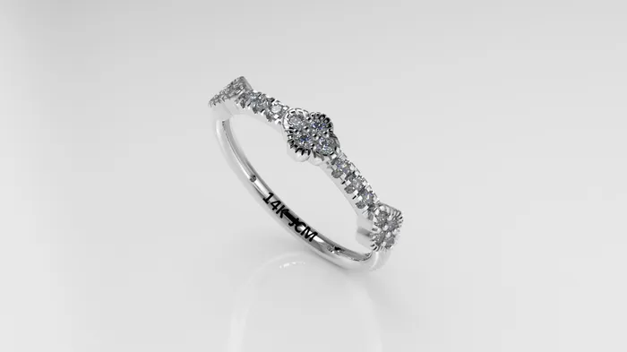 14K Gold Ring with 18 DIAMONDS Cut Split Stt Prong and Bezel Jcm 21 jewelry Rings