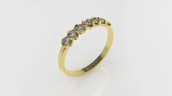 14K Gold Ring with 7 Diamonds STT Bezel Jcm 21 jewelry Rings