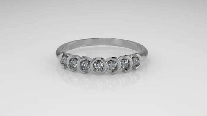 14K Gold Ring with 7 Diamonds STT Bezel Jcm 21 jewelry Rings