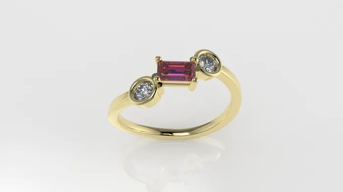 14K Yellow Gold Ring with MOISSANITE VS1 and TOURMALINE PINK stt prong stt bezel JCM DESIGN JEWELRY Rings 14K Yellow Gold Ring with MOISSANITE VS1 and TOURMALINE PINK stt prong stt bezel JCM DESIGN JEWELRY Rings