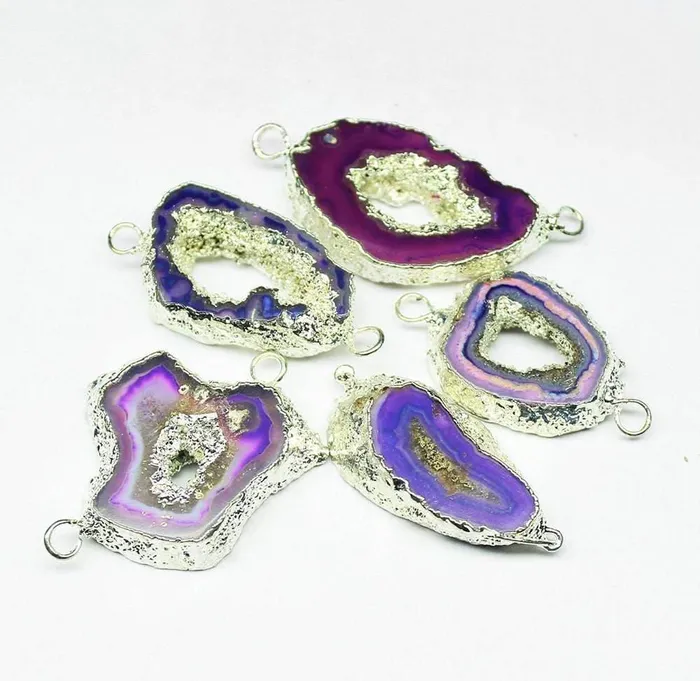 5 Pc 2635mm Natural Window Druzy Sterling Silver Bezel Connector Bezel Jewelry Finding Beads Supplies USA Necklaces 5 Pc 2635mm Natural Window Druzy Sterling Silver Bezel Connector Bezel Jewelry Finding Beads Supplies USA Necklaces