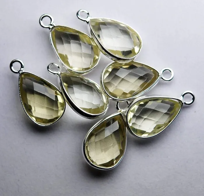 925 Sterling Silver Lemon Quartz Faceted Pear Shape Pendant 5 Piece Of 16mm Beads Supplies USA Necklaces 925 Sterling Silver Lemon Quartz Faceted Pear Shape Pendant 5 Piece Of 16mm Beads Supplies USA Necklaces