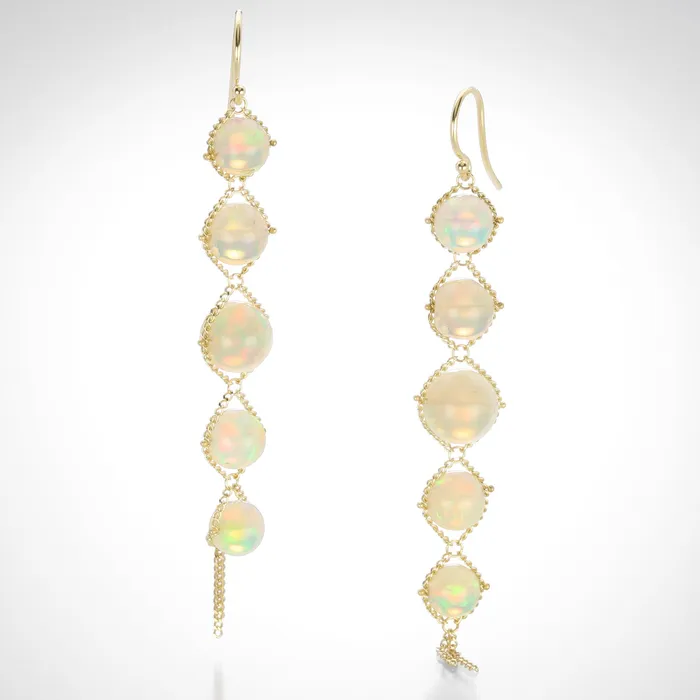 Amali Earrings Ethiopian Opal Textile Earring