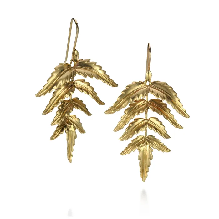 Annette Ferdinandsen Earrings Small Gold Forest Fern Earrings