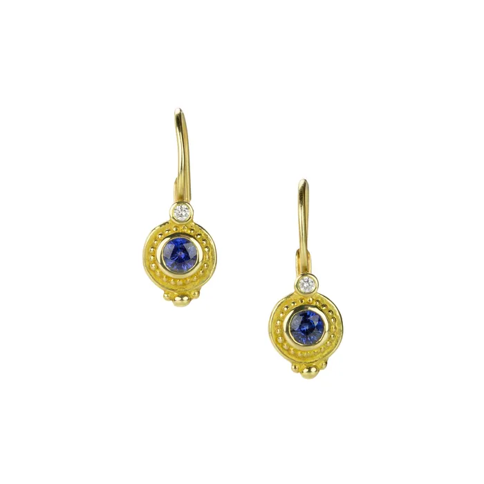 Barbara Heinrich Earrings Granulated Sapphire Drop Earrings