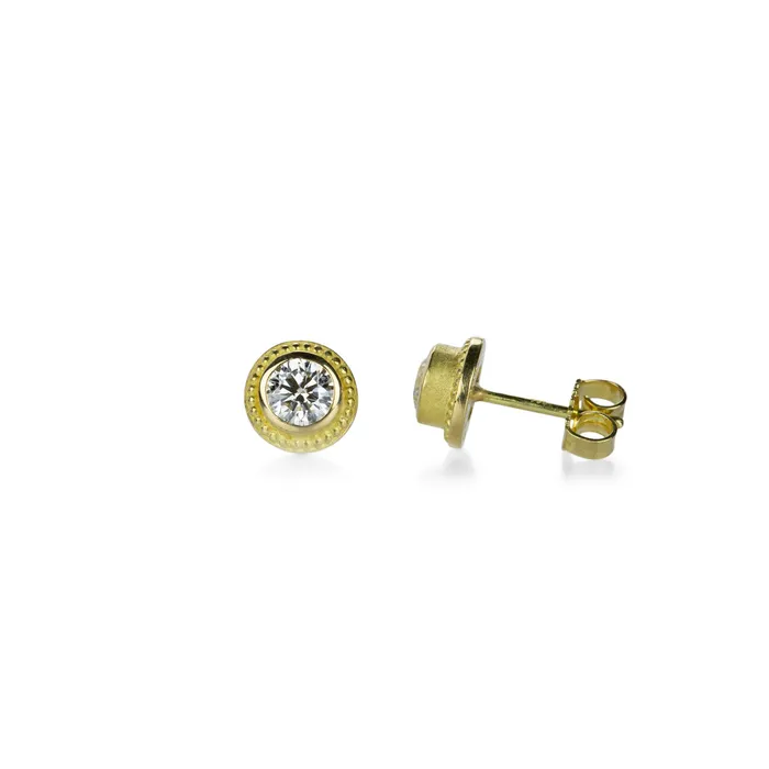 Barbara Heinrich PreStyled Sets 18k Yellow Gold Granulated Diamond Studs Barbara Heinrich PreStyled Sets 18k Yellow Gold Granulated Diamond Studs