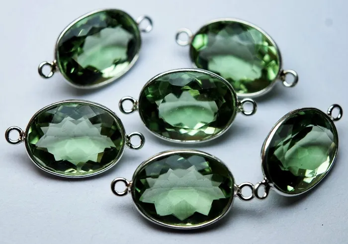 Beads Supplies USA 925 Sterling SilverGreen Amethyst Quartz Faceted Oval Shape Connector 2 Piece Of 20mm Approx Rings Beads Supplies USA 925 Sterling SilverGreen Amethyst Quartz Faceted Oval Shape Connector 2 Piece Of 20mm Approx Rings