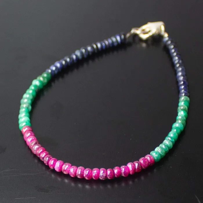 Beads Supplies USA Bracelets Natural Multi Ruby Emerald Sapphire Faceted Rondelle Beads Bracelet 25mm 3mm 75 inches Beads Supplies USA Bracelets Natural Multi Ruby Emerald Sapphire Faceted Rondelle Beads Bracelet 25mm 3mm 75 inches