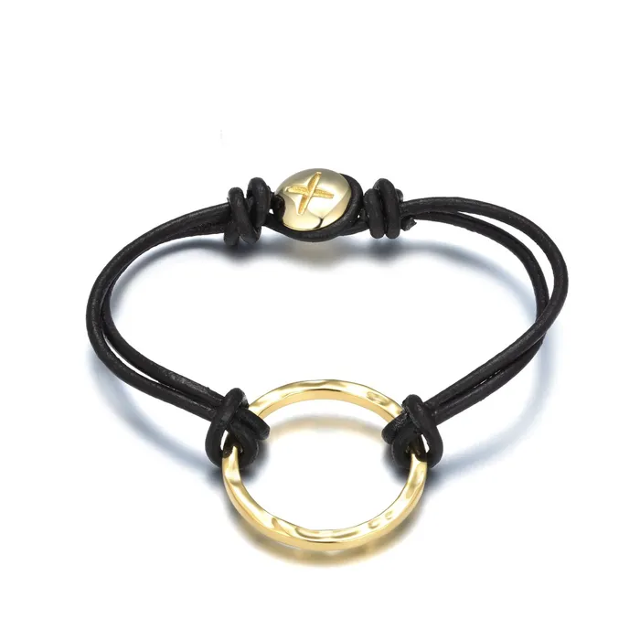 Bracelets Spirito Rosa AEON II Austin Bracelet Brown Cord 18K Gold Plated 925 Silver Bracelets Spirito Rosa AEON II Austin Bracelet Brown Cord 18K Gold Plated 925 Silver