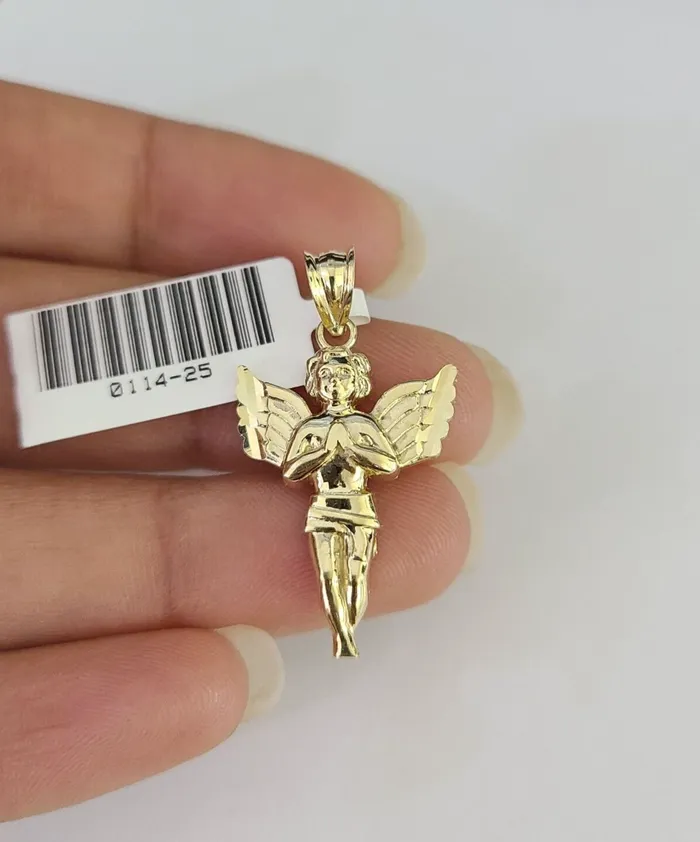 Charm Necklaces 10K Real Praying Angel Charm Pendant Yellow Gold Genuine 10Kt Gold and Diamond Charm Necklaces 10K Real Praying Angel Charm Pendant Yellow Gold Genuine 10Kt Gold and Diamond