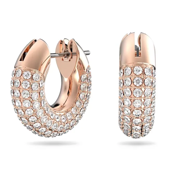 Dextera Hoop Earrings Pav Small White Rose GoldTone Plated Swarovski Earrings Dextera Hoop Earrings Pav Small White Rose GoldTone Plated Swarovski Earrings