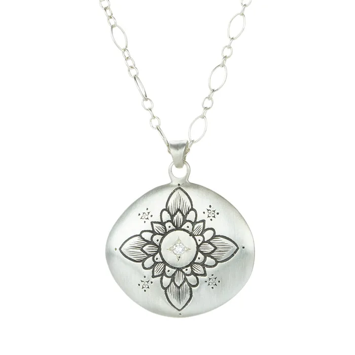 Diamond Lotus Pendant Necklace Adel Chefridi Necklaces