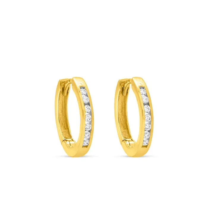 Earrings 10kt Yellow Gold 010cttw Diamond Mini Channel Set Huggie Earrings Independent Jewellers Earrings 10kt Yellow Gold 010cttw Diamond Mini Channel Set Huggie Earrings Independent Jewellers