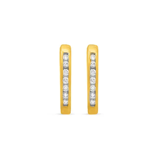 Earrings 10kt Yellow Gold 010cttw Diamond Mini Channel Set Huggie Earrings Independent Jewellers