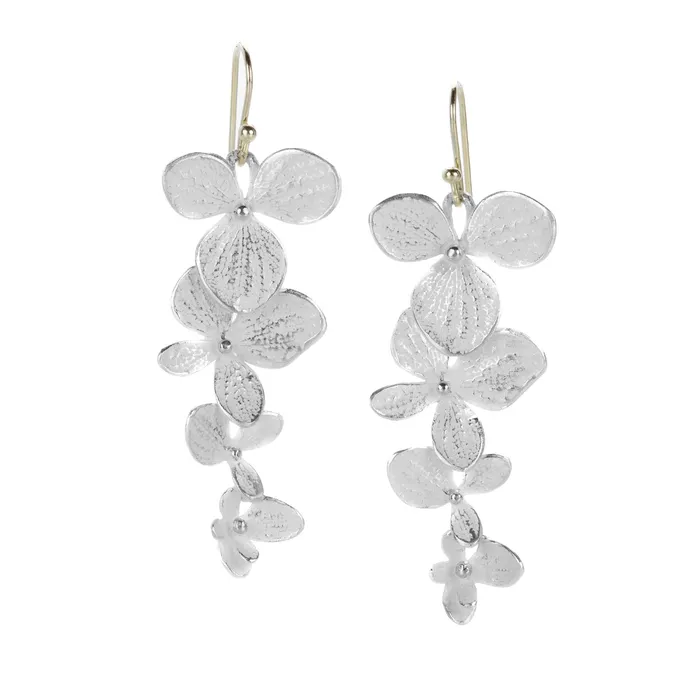 Earrings John Iversen Sterling Silver Four Part Hydrangea Drop Earrings