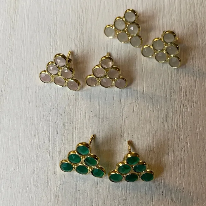 Earrings Sterling Silver 18k Gold Dip Post Stone Earrings Sophiareneboutique