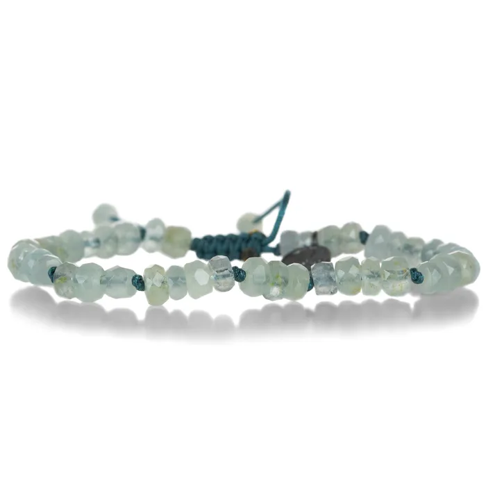 Faceted 5mm Aquamarine Macrame Bracelet Joseph Brooks Bracelets