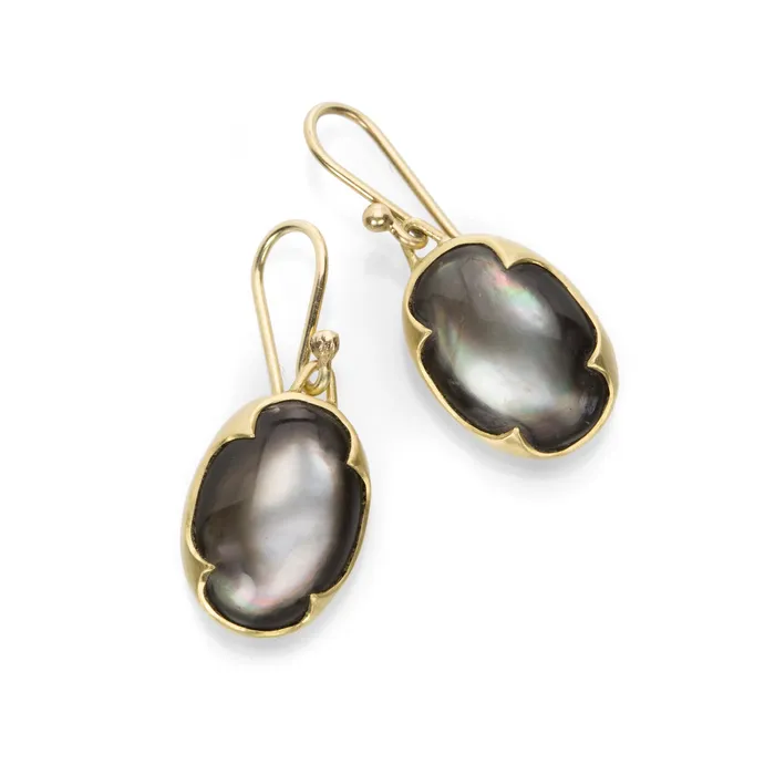 Gabriella Kiss Earrings Oval Black Mother of Pearl Earrings