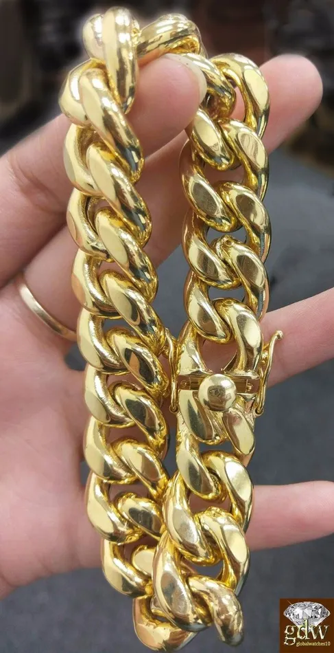 globalwatches10 Bracelets REAL 10k Gold Miami Cuban Bracelet 18MM BOX LOCK Men 85 inch globalwatches10 Bracelets REAL 10k Gold Miami Cuban Bracelet 18MM BOX LOCK Men 85 inch