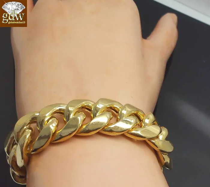 globalwatches10 Bracelets REAL 10k Gold Miami Cuban Bracelet 18MM BOX LOCK Men 85 inch