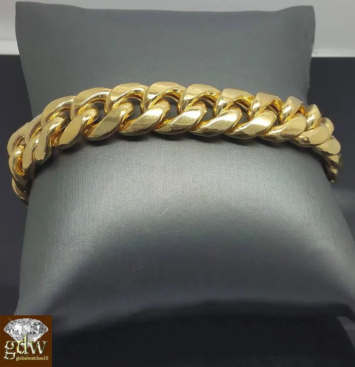 globalwatches10 Bracelets REAL 10k Gold Miami Cuban Bracelet 18MM BOX LOCK Men 85 inch